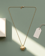 Gold Brushed Heart Ball Chain Necklace – view 4