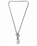 Silver T-bar Toggle Pearl Drop Necklace – view 1