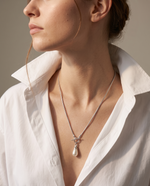 Silver T-bar Toggle Pearl Drop Necklace – view 3