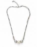 Silver Multi Strand Pearl Sphere Necklace – view 1