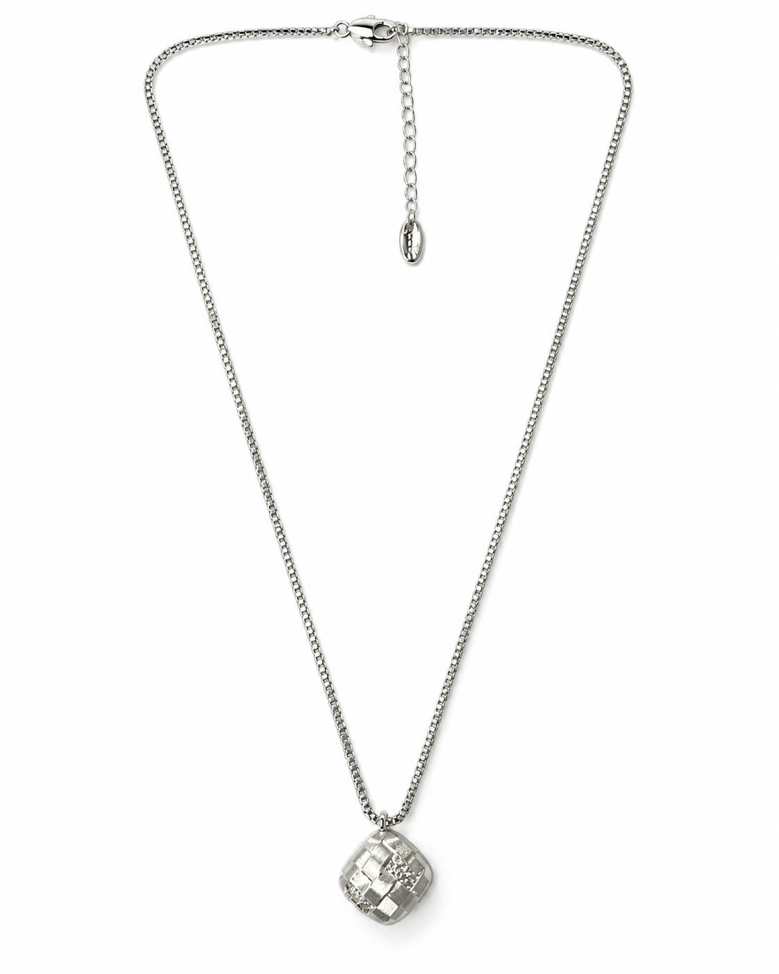 Silver Woven Texture Cushion Pendant Necklace – view 1