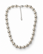 Silver Textured Bead Pearl Strand Necklace – view 1