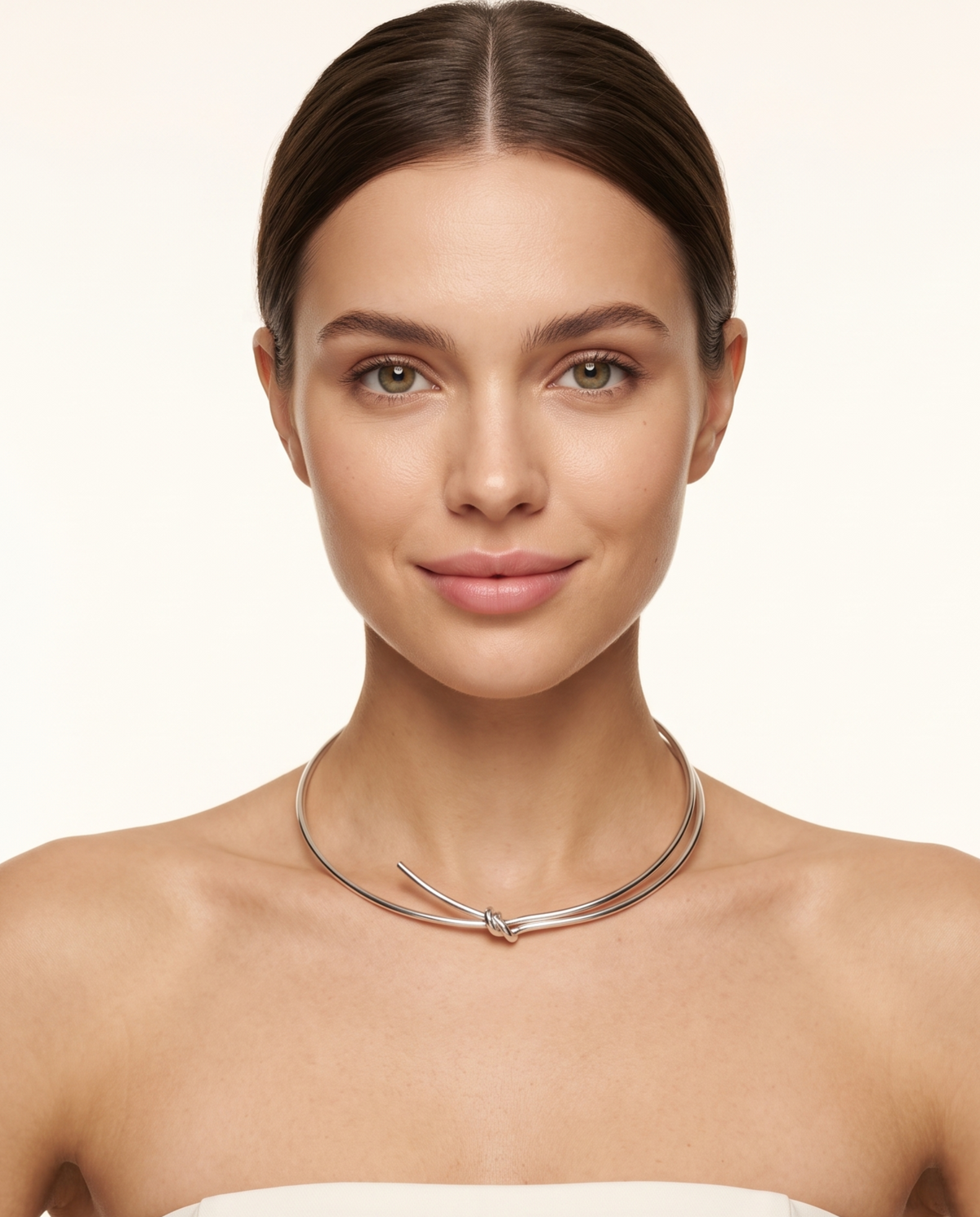 Silver Knot Wire Collar Necklace – view 3