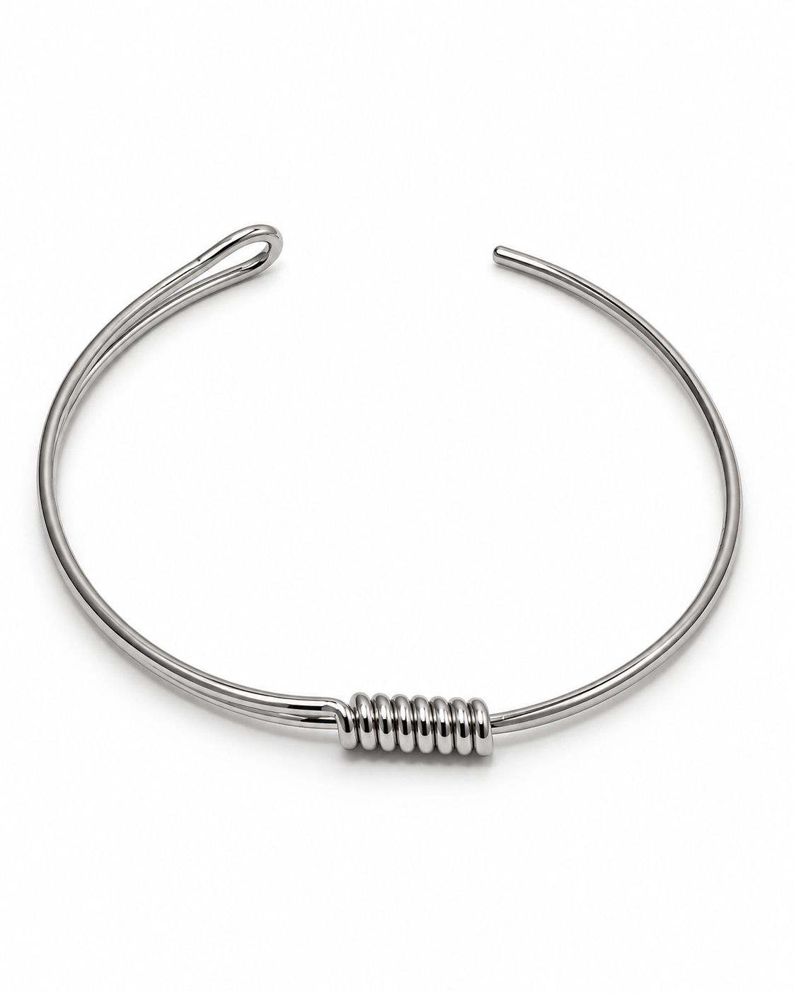Silver Coiled Wire Collar Necklace – view 1