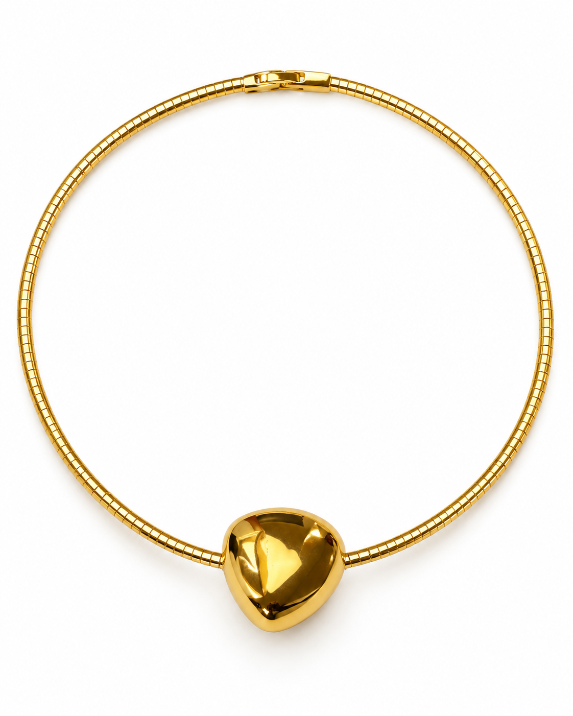Gold Pebble Pendant Omega Collar Necklace – view 1