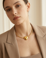 Gold Pebble Pendant Omega Collar Necklace – view 3