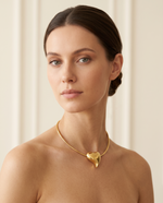 Gold Sculpted Heart Omega Collar Necklace – view 2