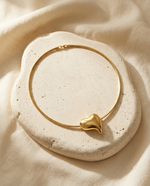 Gold Sculpted Heart Omega Collar Necklace – view 4
