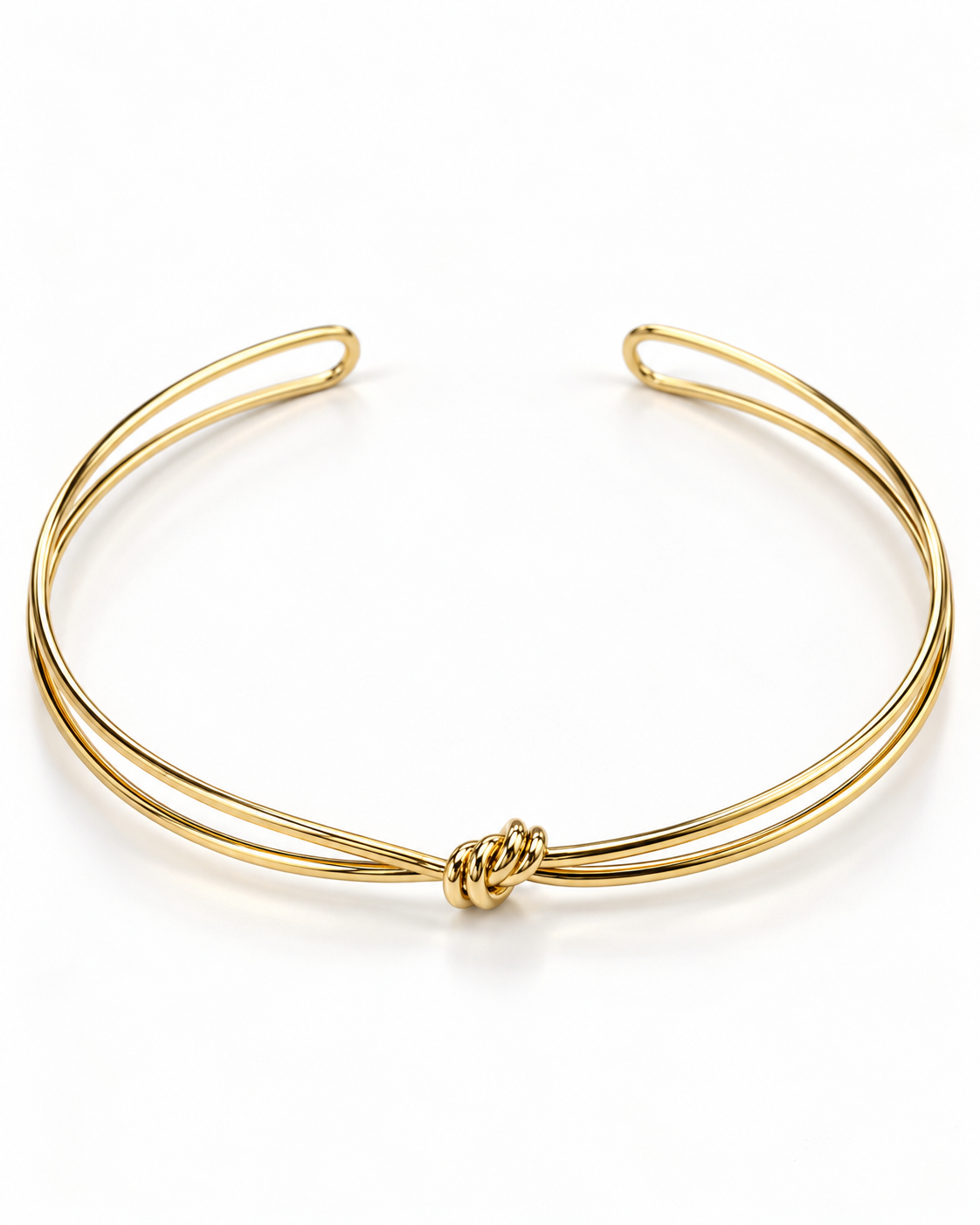 Gold Double Wire Knot Collar Necklace – view 1