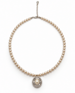 OVAL HALO PEARL NECKLACE