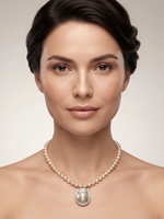 OVAL HALO PEARL NECKLACE