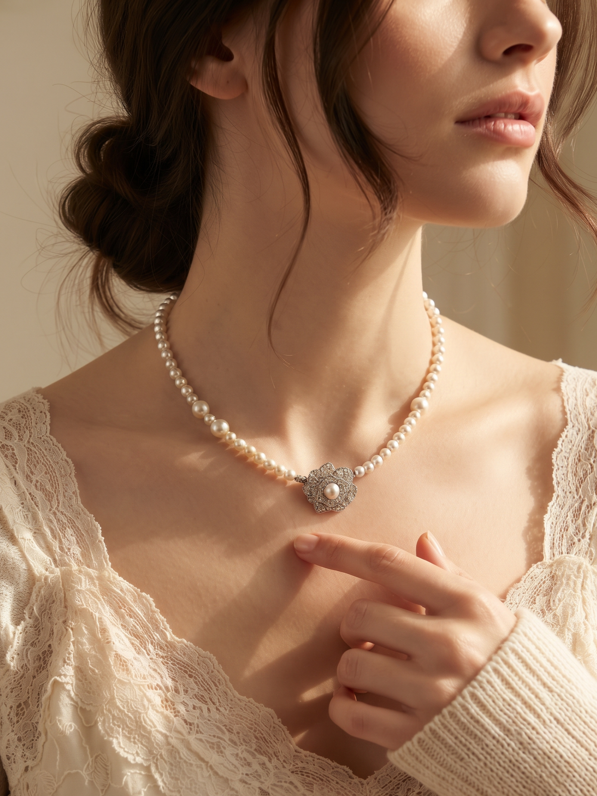 BLOOM MEDALLION PEARL NECKLACE