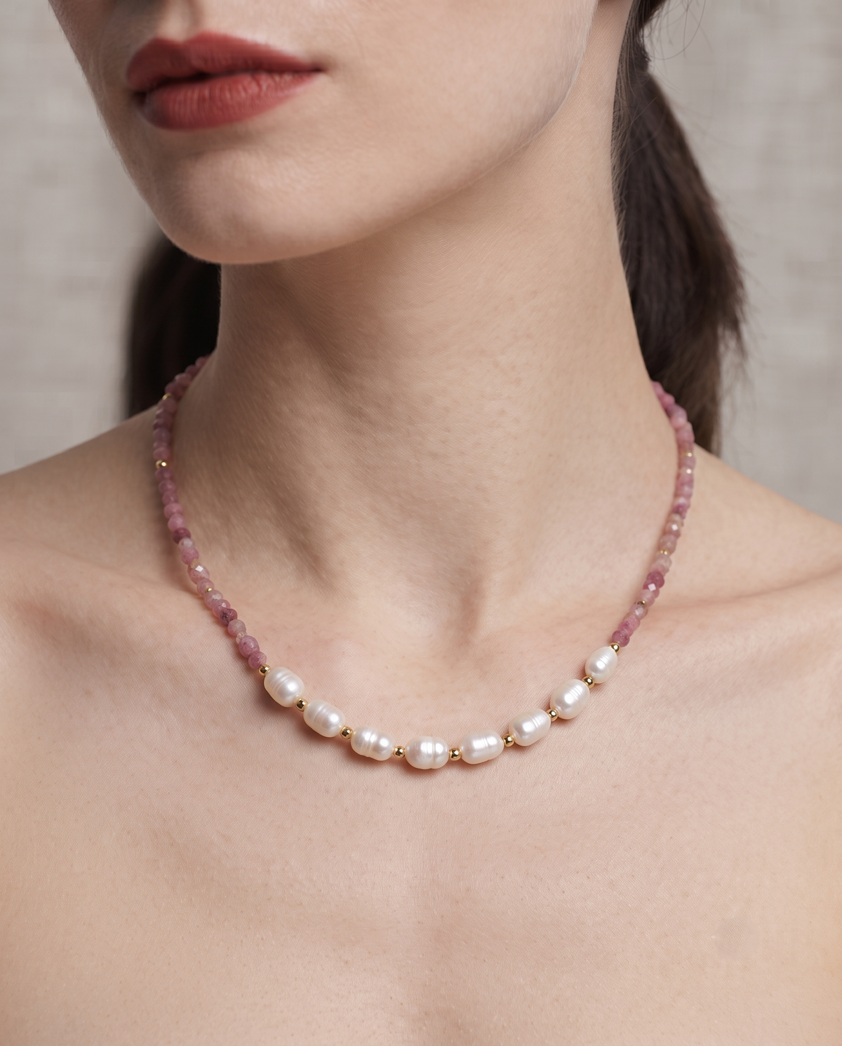 FACETED BEAD PEARL NECKLACE