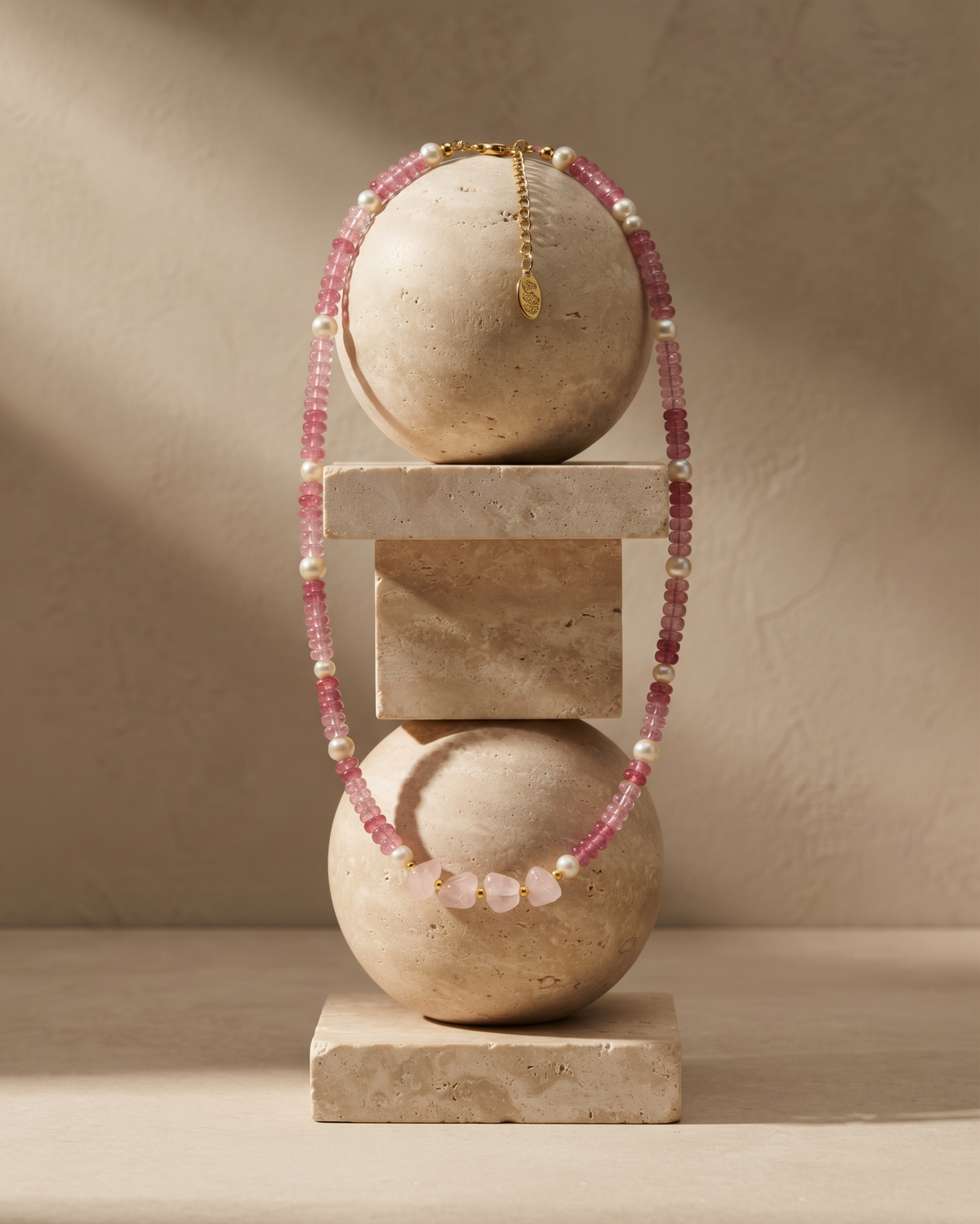 TRIO STONE BEAD NECKLACE