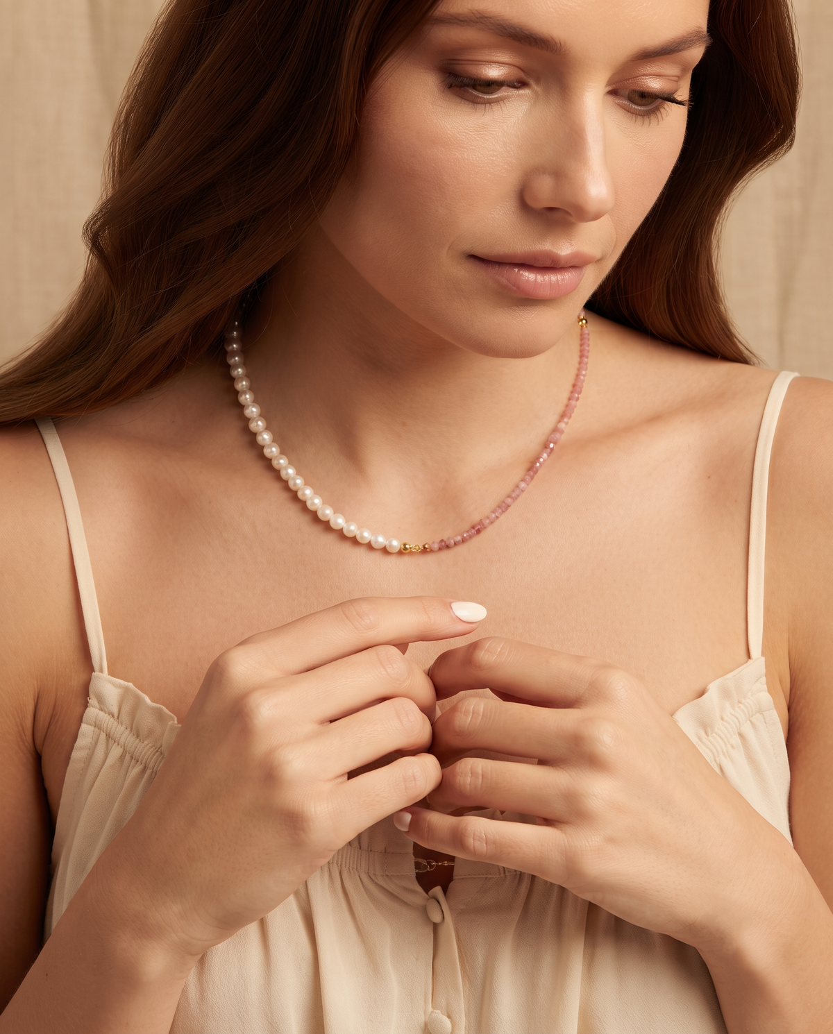 DUAL TEXTURE PEARL BEAD NECKLACE
