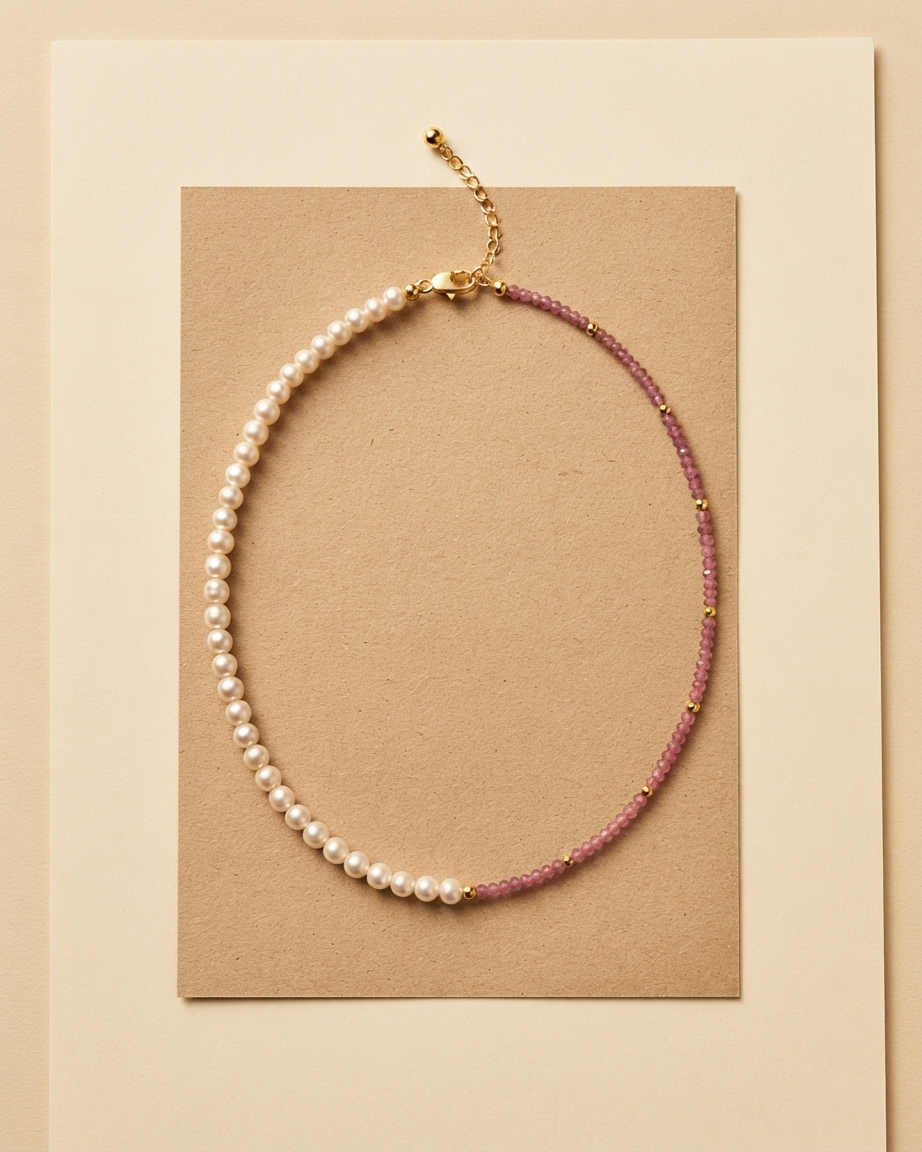 DUAL TEXTURE PEARL BEAD NECKLACE