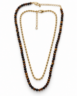 DOUBLE LAYER LINK AND BEAD NECKLACE