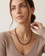 DOUBLE LAYER LINK AND BEAD NECKLACE