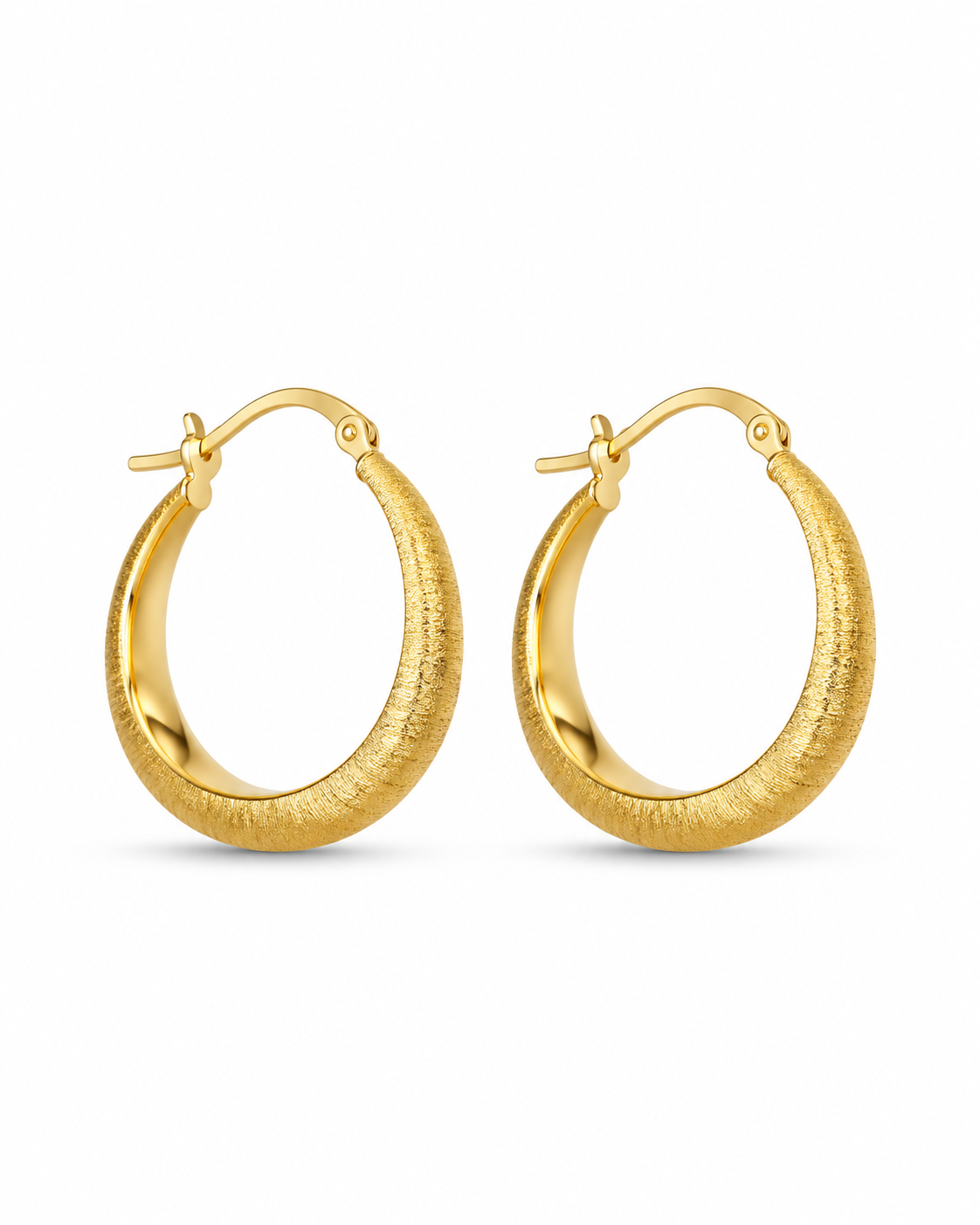BRUSHED TEXTURE HOOP EARRING